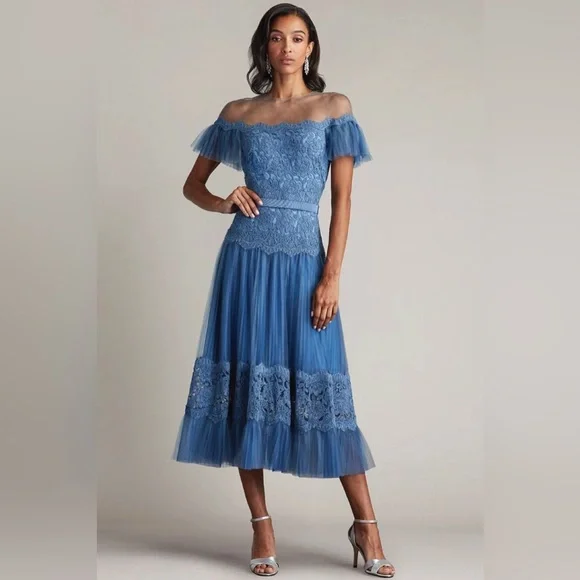 Tadashi Shoji | Dresses | Tadashi Shoji Blue Lace Midi Dress | Poshmark Tadashi Shoji | Dresses | Tadashi Shoji Blue Lace Midi Dress | Poshmark